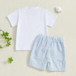 Toddler Baby Boy Golf Outfit Golf Cart Short Sleeve T-shirt Plaid Elastic Waist Shorts Summer Clothes - Image 3