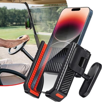 Magnetic Golf Cart Phone Holder with N52 Magnets - Golf Cart Phone Mount Fit for EZGO Club Car Yamaha - Golf Cart Accessory Compatible with Cell Phone iPhone Samsung, Golf Phone Caddy for Cart - 1pc