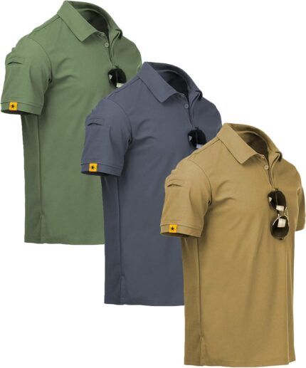 ZITY 3 Pack Mens Polo Shirt Short Sleeve Sports Performance Business Casual Golf Shirts for Men Collared Tactical T-Shirts