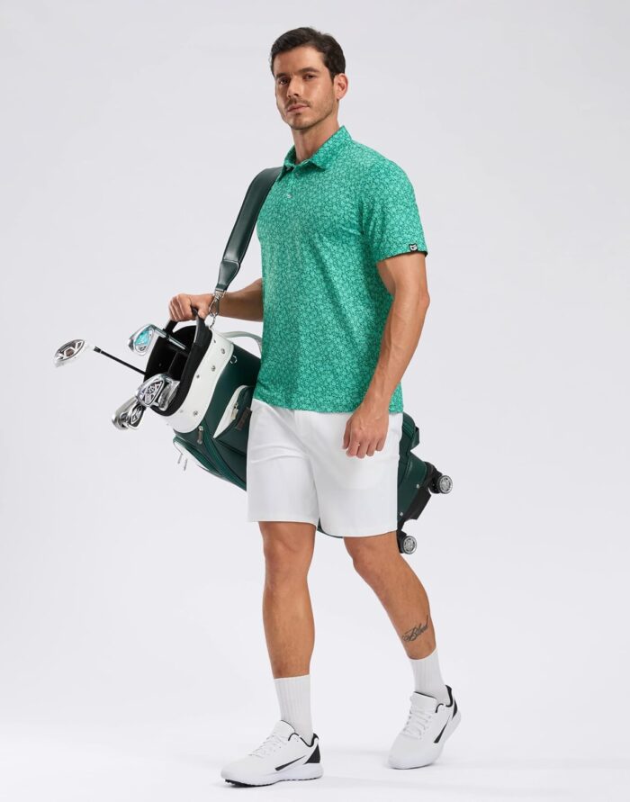 Men's Golf Shirt Short Sleeve Dry Fit Polo Moisture Wicking Print Collared Golf Shirts for Men Casual Lightweight - Image 6
