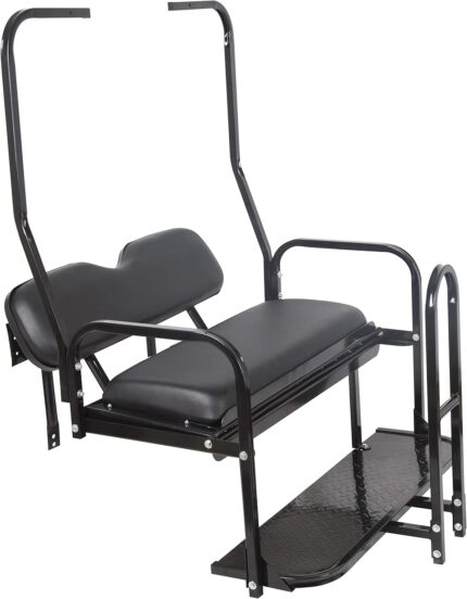 Flip Folding Rear Back Flip Seat Kit Compatible with 1982-2000.5 Club Car DS Golf Cart W/Free Grab Bar & Roof Support