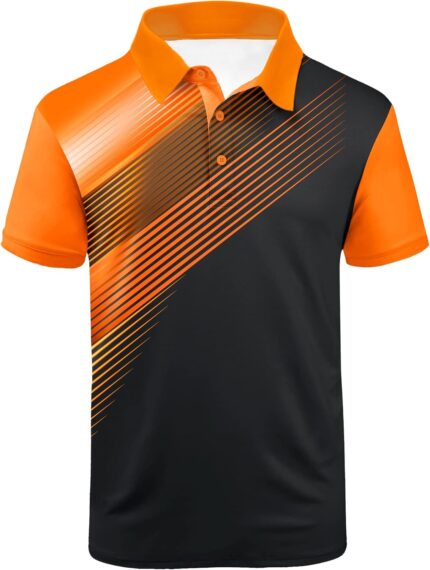 ZITY Mens Golf Shirt Short Sleeve Sport Moisture Wicking Performance Print Golf Polo Shirts for Men Collared Casual T-Shirt