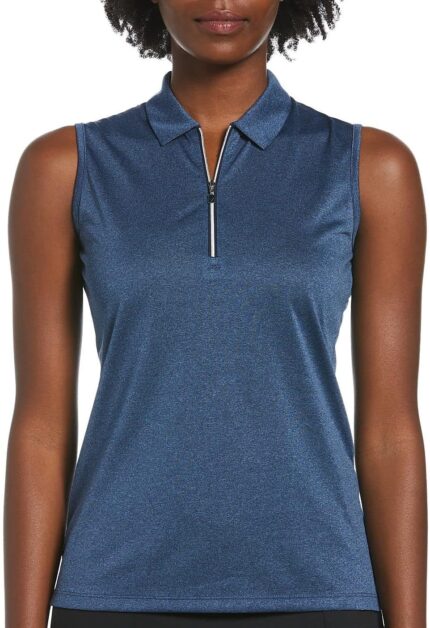 Callaway Women's Quarter Zip Heather Sleeveless Golf Polo