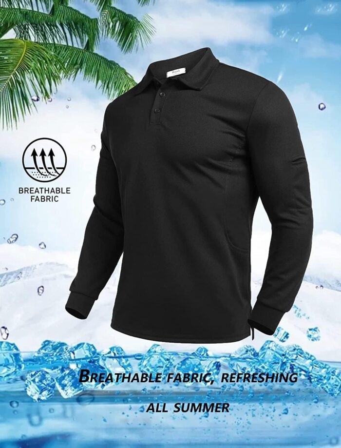 Deyeek Men's Polo Shirts Long Sleeve Golf Polo Shirts for Men Quick Dry UPF 50+ Sun Protection Polos Casual Collared Shirts - Image 4