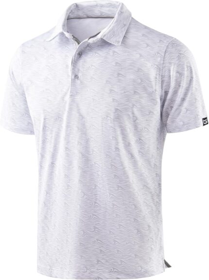 Men's Golf Shirt Short Sleeve Dry Fit Polo Moisture Wicking Print Collared Golf Shirts for Men Casual Lightweight