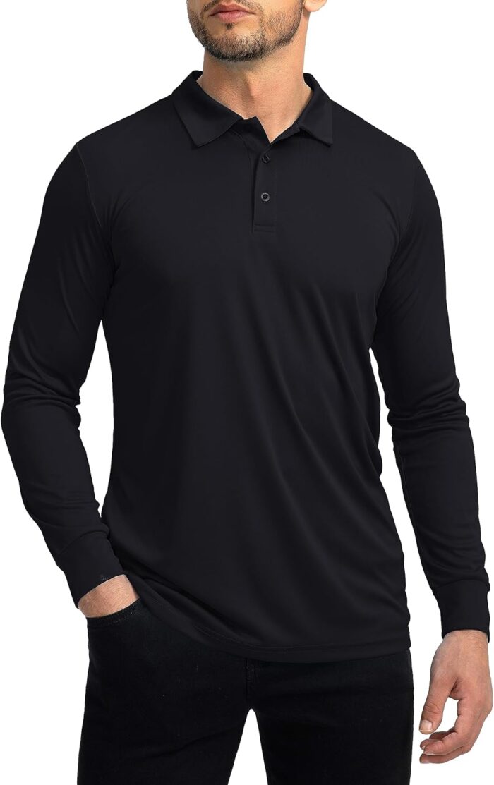 Men's Polo Shirt Long Sleeve Golf Shirts Lightweight UPF 50+ Sun Protection Cool Shirts for Men Work Fishing Outdoor - Image 1