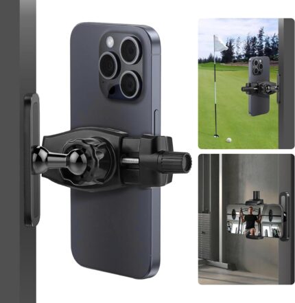 Magnetic Golf Cart and Gym Phone Holder, Adjustable 360° Secure Golf Phone Mount Caddy, Compatible with iPhone/Samsung/Pixel and Smartphones, Golf Cart Accessories, Gym and Workout Accessories