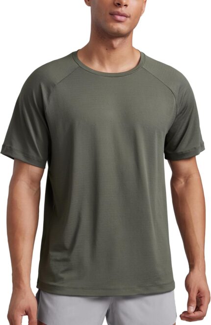 CRZ YOGA Mens Lightweight Athletic T-Shirts Moisture Wicking Running Workout Shirt Short Sleeve Gym Tops