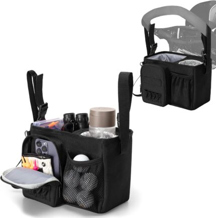 Golf Push Cart Organizer Bag with Insulated Cup Holder and Multi-Pockets, Fits Most Carts