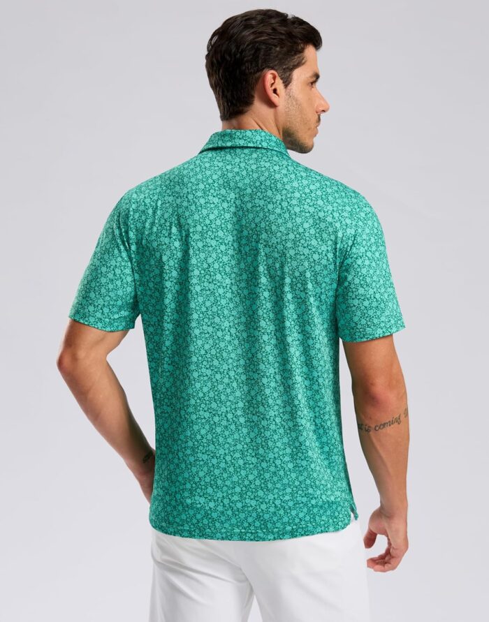 Men's Golf Shirt Short Sleeve Dry Fit Polo Moisture Wicking Print Collared Golf Shirts for Men Casual Lightweight - Image 7