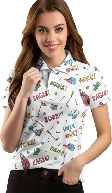Funny Golf Shirts for Women Short Sleeve Quick Dry Tennis Shirts Athletic Tops for Yoga Tennis
