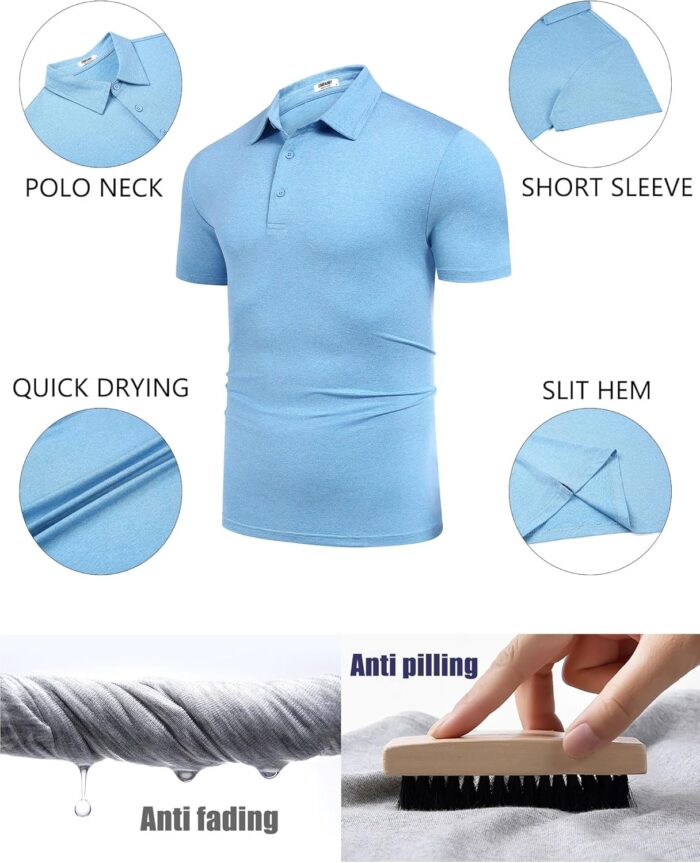 COOFANDY Men's Polo Shirt Golf Quick Dry Performance Short Sleeve Moisture Wicking Athletic Polo Collared Tennis T-Shirt - Image 4