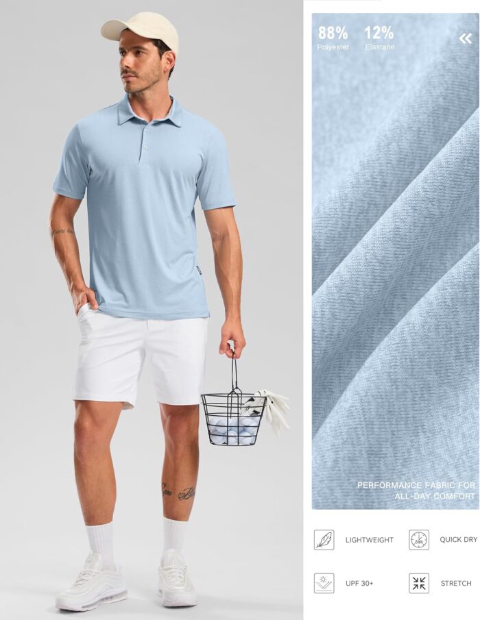 Golf Polo Shirts Short Sleeve Dry Fit Performance Moisture Wicking Collared Heather Polo Casual Athletic Business - Image 5
