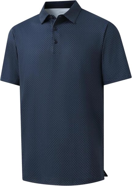 Golf Polo Shirts for Men - Print Moisture Wicking Quick Dry Short Sleeve Collared Polo Shirts for Golf Tennis Wear