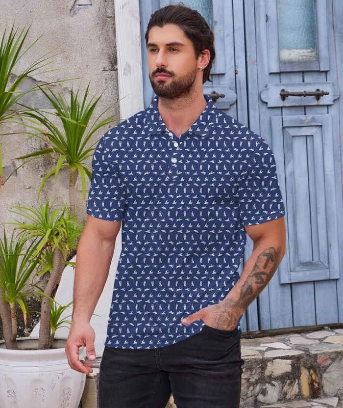 Golf Polo Shirts for Men Funny Print Short Sleeve Golf Shirts Performance Golf Polos - Image 5