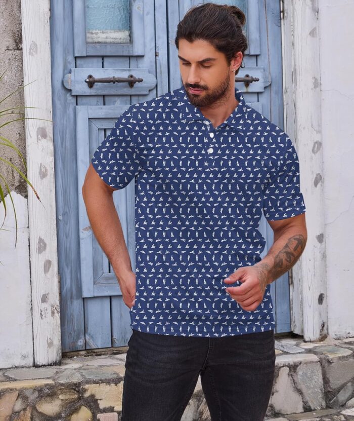 Golf Polo Shirts for Men Funny Print Short Sleeve Golf Shirts Performance Golf Polos - Image 4