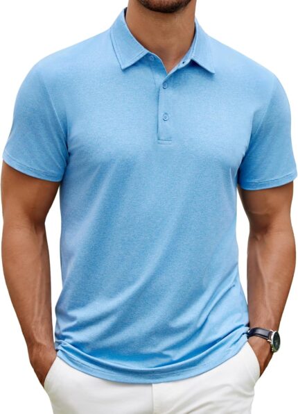 COOFANDY Men's Polo Shirt Golf Quick Dry Performance Short Sleeve Moisture Wicking Athletic Polo Collared Tennis T-Shirt