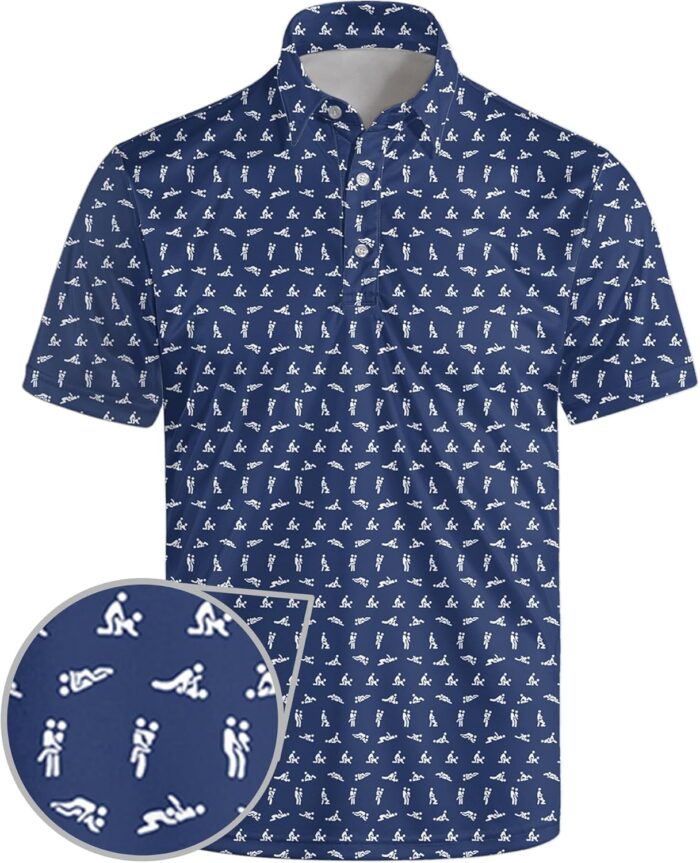Golf Polo Shirts for Men Funny Print Short Sleeve Golf Shirts Performance Golf Polos - Image 1