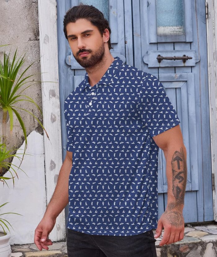Golf Polo Shirts for Men Funny Print Short Sleeve Golf Shirts Performance Golf Polos - Image 3