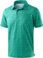 Men's Golf Shirt Short Sleeve Dry Fit Polo Moisture Wicking Print Collared Golf Shirts for Men Casual Lightweight
