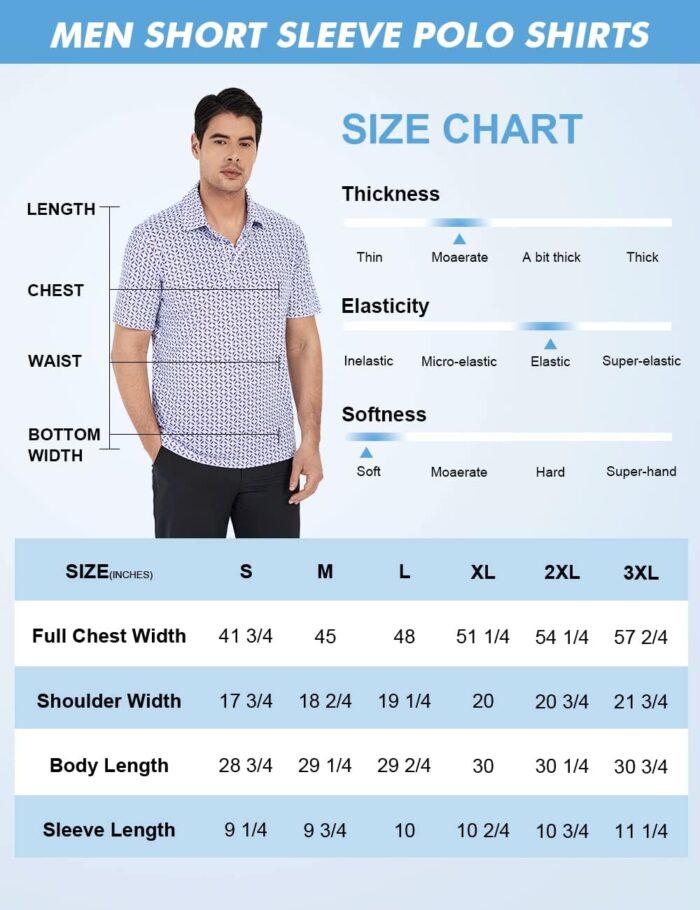 Hodaweisolp Golf Shirts for Men Dry Fit Print Moisture Wicking Performance Short Sleeve Polo Shirt - Image 6