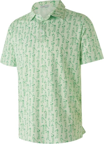 APTRO Men's Polo Shirts Short Sleeve Moisture Wicking Fashion Print Hawaiian Golf Shirts for Men