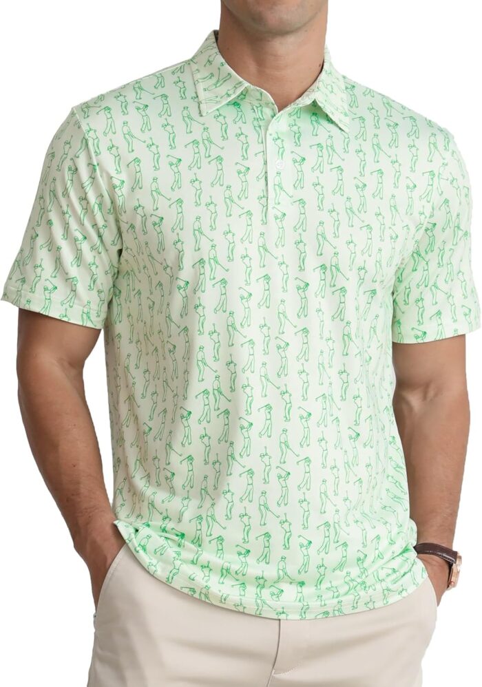 APTRO Men's Polo Shirts Short Sleeve Moisture Wicking Fashion Print Hawaiian Golf Shirts for Men - Image 2