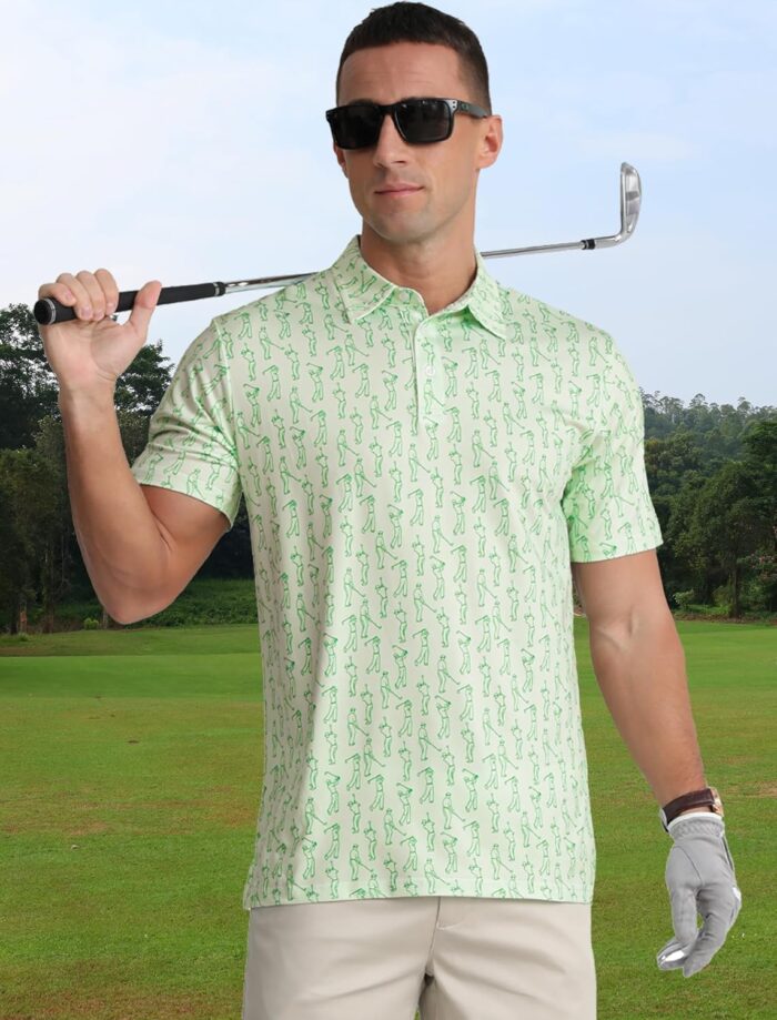 APTRO Men's Polo Shirts Short Sleeve Moisture Wicking Fashion Print Hawaiian Golf Shirts for Men - Image 3