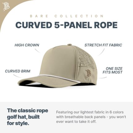 Branded Bills America Script Colored Leather 5 Panel Rope, Lightweight, Comfortable Baseball Cap