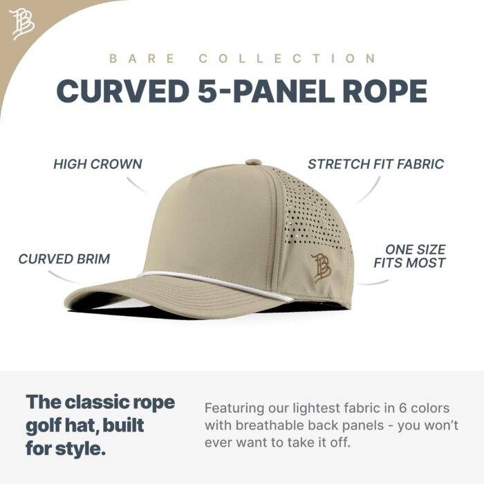 Branded Bills America Script Colored Leather 5 Panel Rope, Lightweight, Comfortable Baseball Cap - Image 1