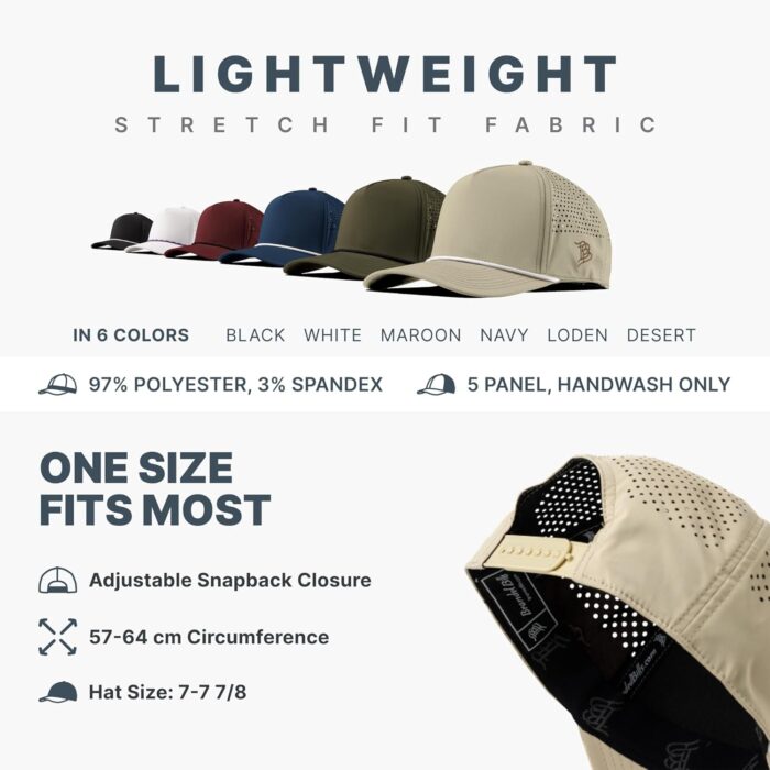 Branded Bills America Script Colored Leather 5 Panel Rope, Lightweight, Comfortable Baseball Cap - Image 3