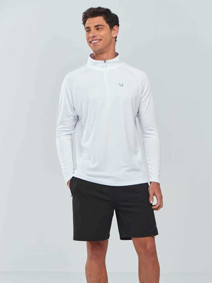 NORTHYARD Men's Running Shirt Long Sleeve Quarter Zip Pullover Moisture Wicking Quick Dry Athletic Workout Shirts - Image 3