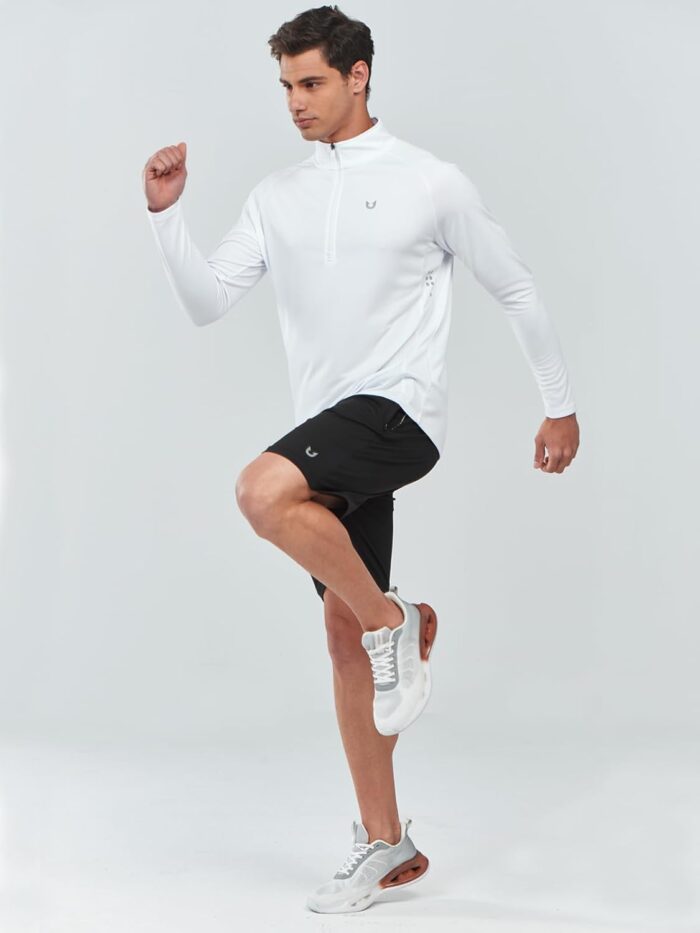 NORTHYARD Men's Running Shirt Long Sleeve Quarter Zip Pullover Moisture Wicking Quick Dry Athletic Workout Shirts - Image 6