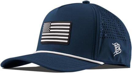 Branded Bills Vintage Old Glory PVC Curved 5 Panel Rope Hat, Fits 7-7 7/8, Adjustable Snapback | Lightweight, Comfort Stretch