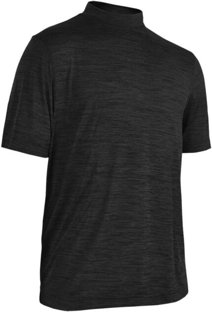 Monterey Club Men's Melange Jersey Performance Mock Shirt #1029 - Golf Shirts for Men - Performance Stretch