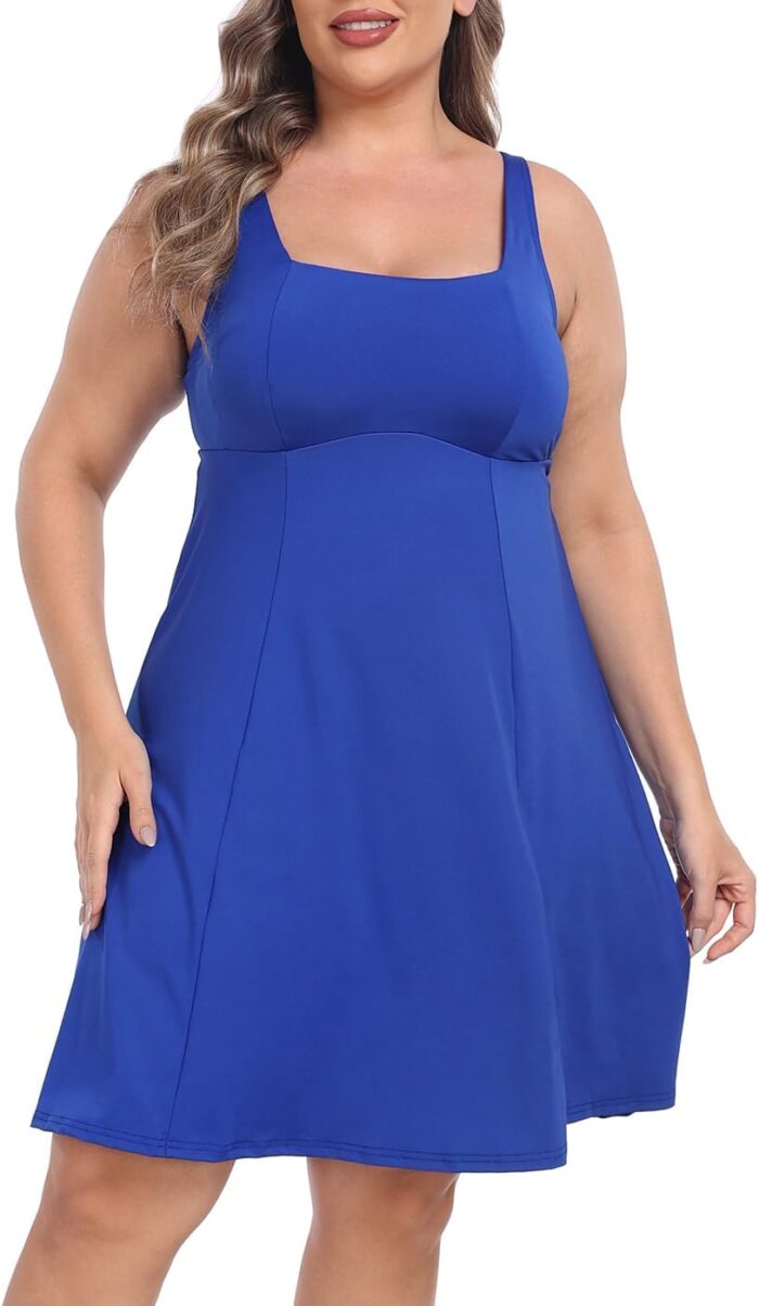 HDE Womens Plus Size Tennis Athletic Workout Dress with Built-in Shorts & Bra - Image 4