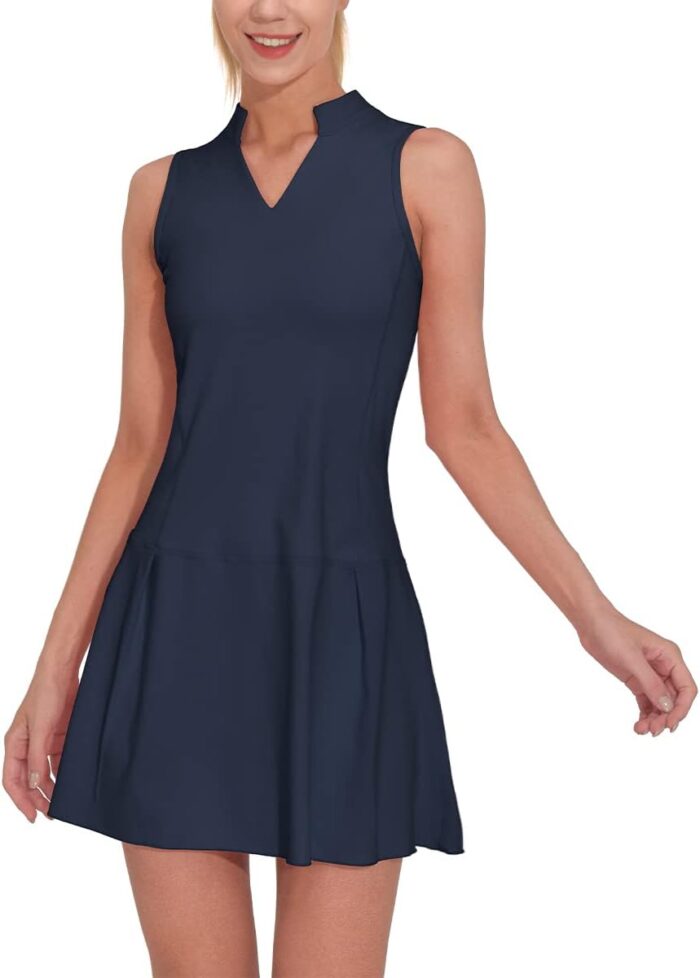 M MOTEEPI Athletic Workout Dress for Women Sleeveless Womens Golf Dress Tennis with Shorts and Pockets - Image 1