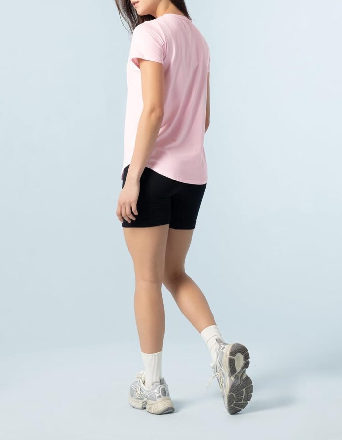 Women's Pima Cotton Short Sleeve Workout Shirt Athletic Yoga Tops Curved-Hem Crewneck T-Shirt - Image 3