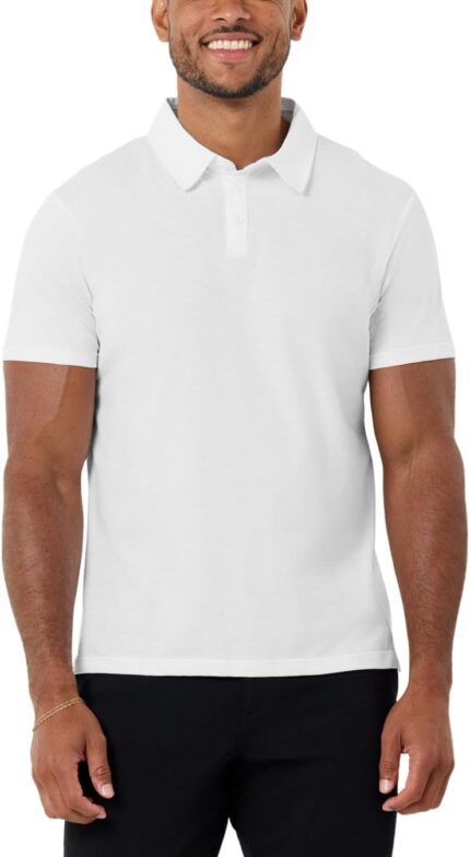 INTO THE AM Polo Shirts for Men - Slim Fit Short Sleeve Collared Shirt S - 4XL Fitted Collar Polos for Work