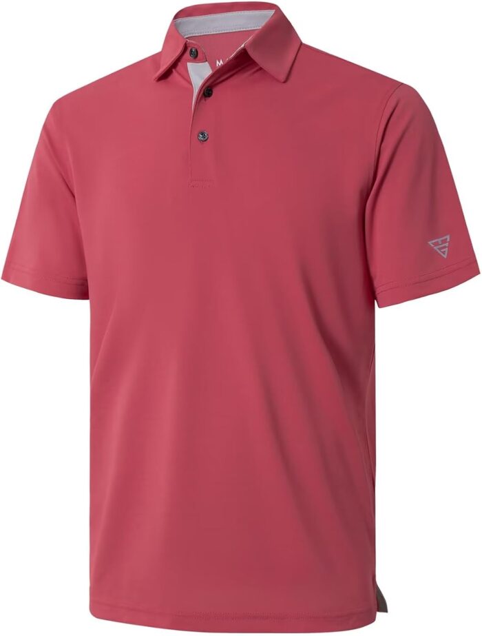 Mens Golf Shirt Short and Long Sleeve Moisture Wicking Dry Fit Performance Solid Casual Pique Golf Polo Shirts for Men - Image 1