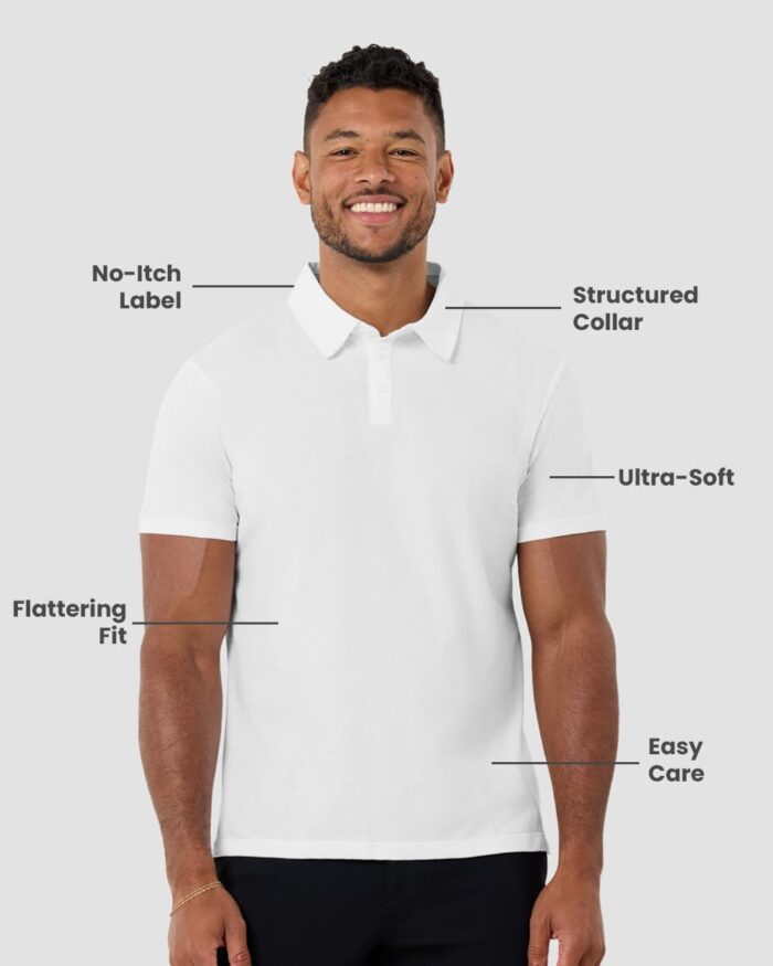 INTO THE AM Polo Shirts for Men - Slim Fit Short Sleeve Collared Shirt S - 4XL Fitted Collar Polos for Work - Image 2