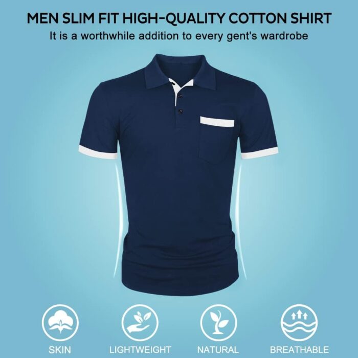 LOGEEYAR Men Polo Shirt Slim Fit Short Sleeve Cotton Golf Shirt Solid Performance Casual T-Shirts - Image 4