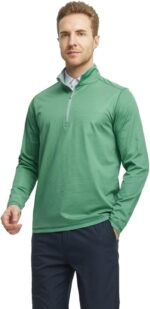 M MAELREG Quarter Zip Pullover Men Performance Dry Fit Stripe Mock Neck Midlayer Golf 1/4 Zip Pullover Mens Sweatshirt - Image 2