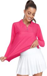 Viracy Womens Golf Shirt UPF50+ Sun Protection Long Sleeve 1/4 Zip Up Polo Workout Tops Fast Dry Fit Moisture Wicking - Image 3