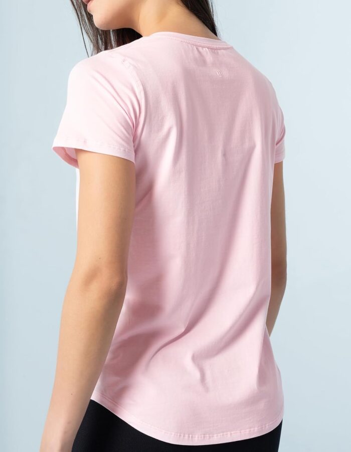 Women's Pima Cotton Short Sleeve Workout Shirt Athletic Yoga Tops Curved-Hem Crewneck T-Shirt - Image 4
