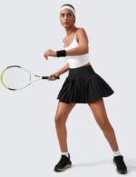 CRZ YOGA Women's High Waisted Pleated Tennis Skirts with Pockets Tummy Control Casual Liner A Line Workout Golf Skorts - Image 3