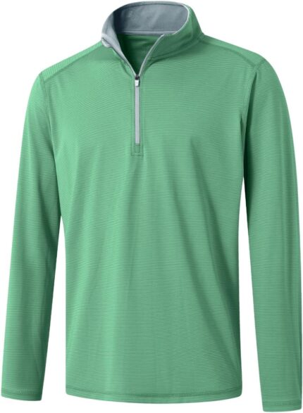 M MAELREG Quarter Zip Pullover Men Performance Dry Fit Stripe Mock Neck Midlayer Golf 1/4 Zip Pullover Mens Sweatshirt