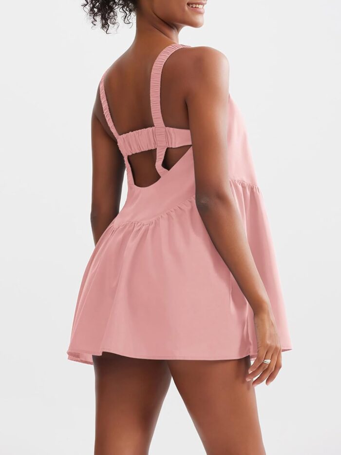 Sexyasasii Women Tennis Dress with Built in Shorts and Bra Sleeveless Casual Backless Golf Dress Athletic Dress with Pockets - Image 2