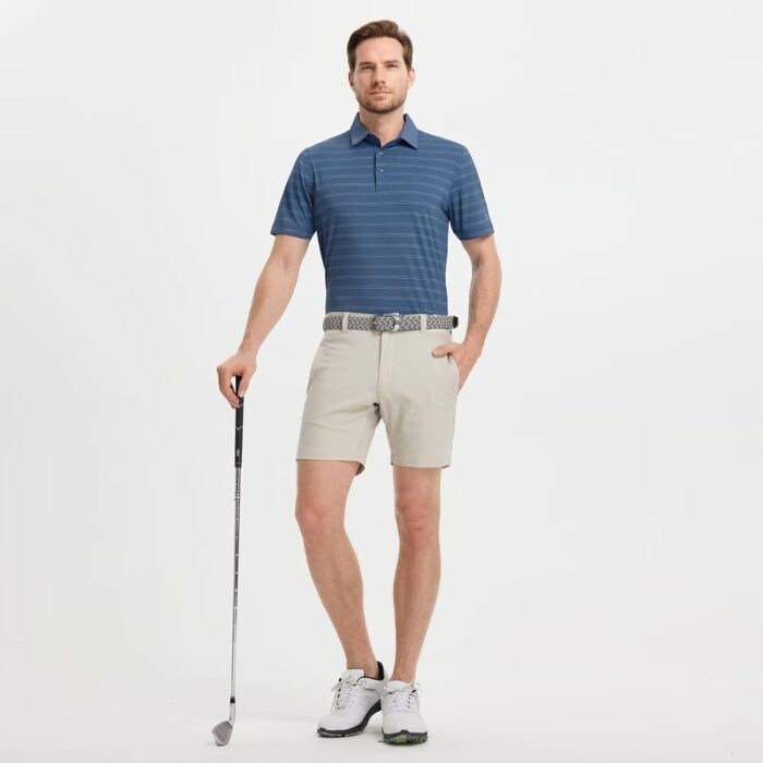 M MAELREG Golf Shirts for Men Moisture Wicking Striped Polo Performance Dry Fit Business Sports Mens Polo Shirts Short Sleeve - Image 6
