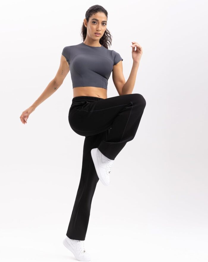 Workout Crop Tops for Women Yoga Short Sleeve Mild Support Slim Fit Cropped Athletic Shirts Gym Tee Built in Bra - Image 5